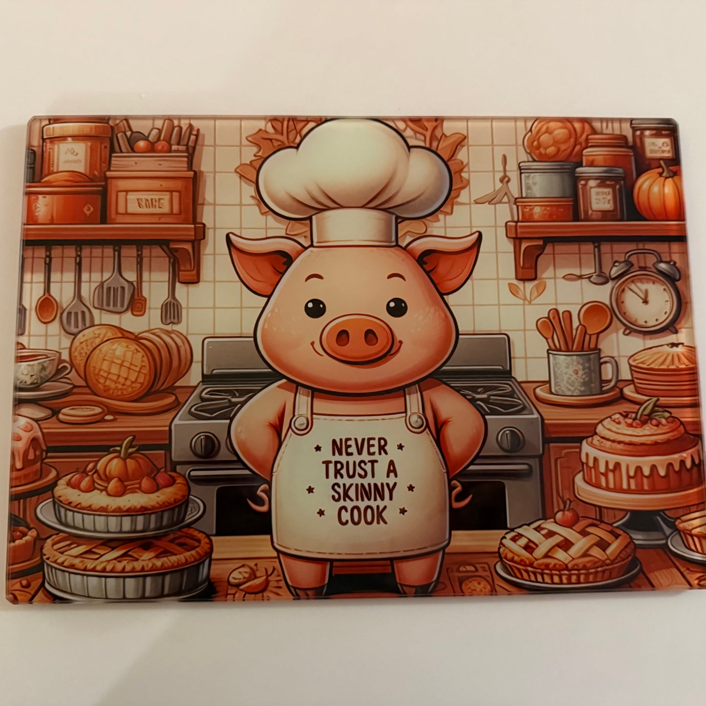 A4 Never Trust A Skinny Cook Glass Chopping Board