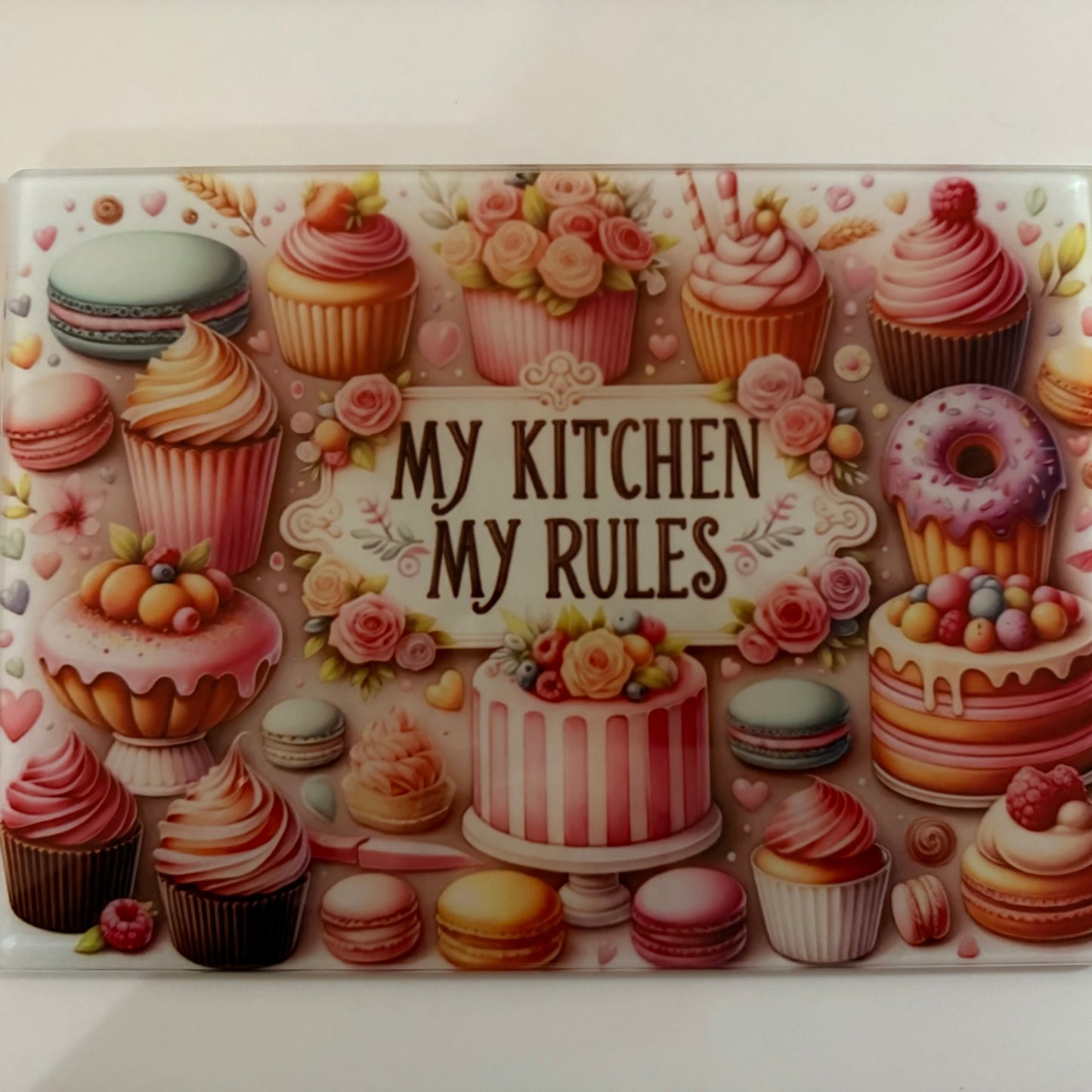 A4 My Kitchen My Rules Glass Chopping Board