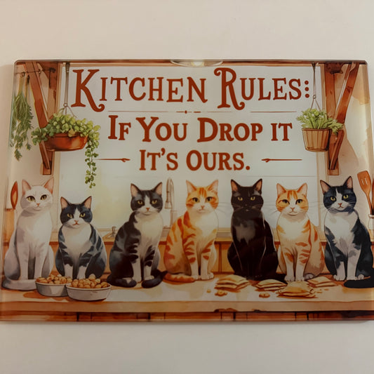 A4 Cats Glass Chopping Board