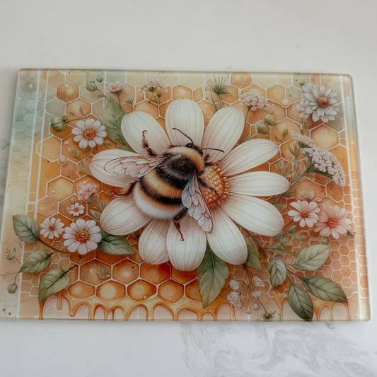 A4 Bee Glass Chopping Board